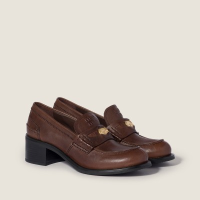 Miu Miu Nappa Leather Loafers Cocoa Brown Miu Miu Nappa Leather Loafers Cocoa Brown
