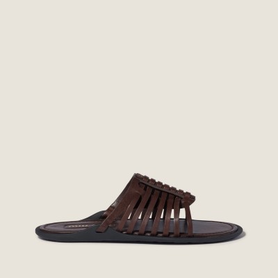 Miu Miu Nappa Leather Slides Briarwood Miu Miu Nappa Leather Slides Briarwood