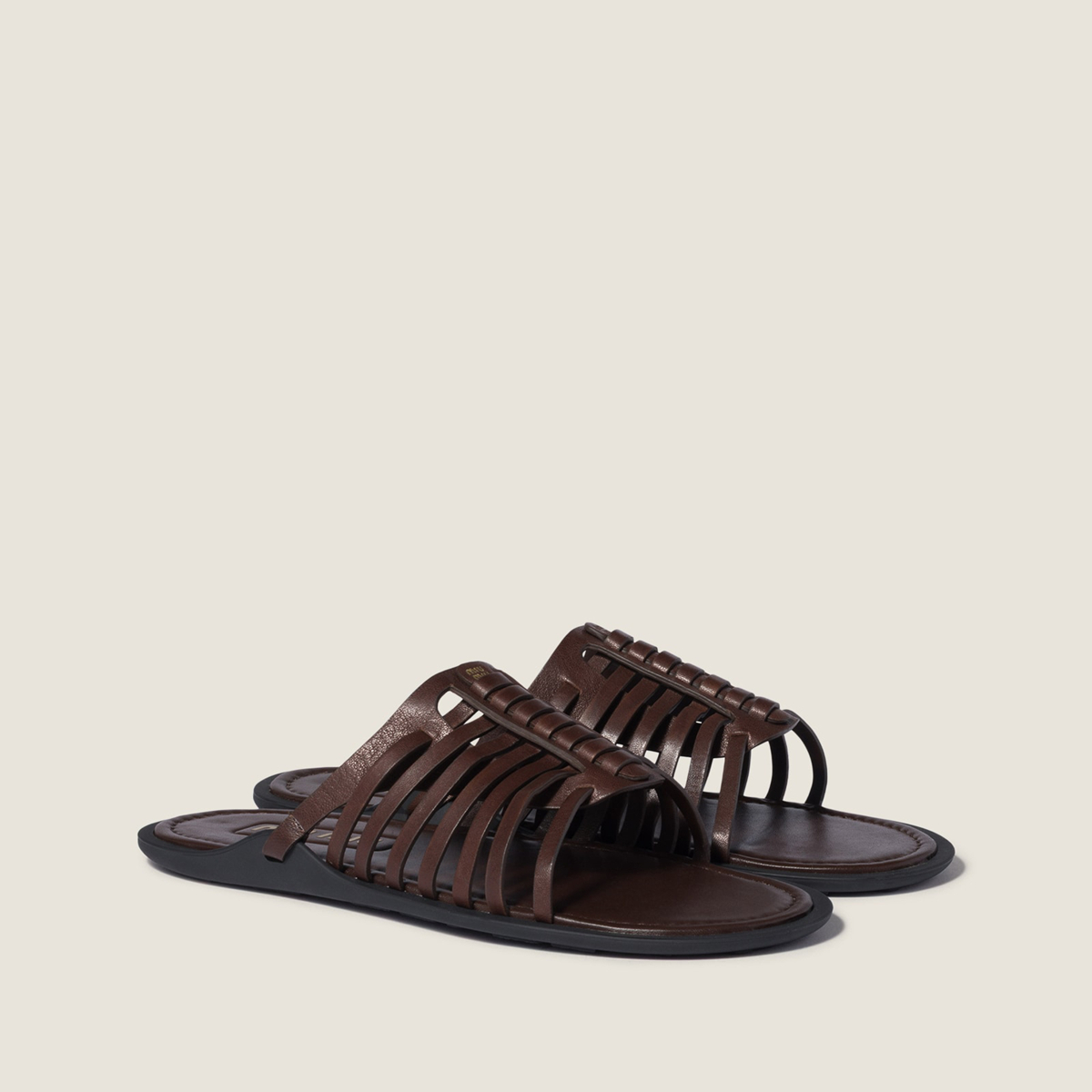 Miu Miu Nappa Leather Slides Briarwood Miu Miu Nappa Leather Slides Briarwood