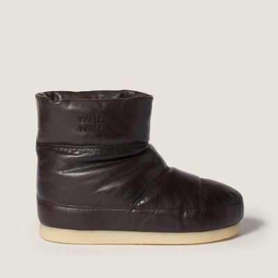 Miu Miu Padded Nappa Leather Booties Coffee Miu Miu Padded Nappa Leather Booties Coffee