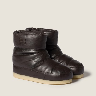 Miu Miu Padded Nappa Leather Booties Coffee Miu Miu Padded Nappa Leather Booties Coffee