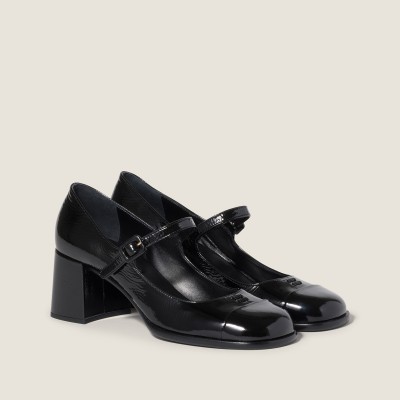 Miu Miu Patent Leather And Naplak Leather Pumps Black
