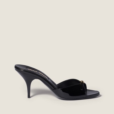 Miu Miu Patent Leather Mules With Buckle Black Miu Miu Patent Leather Mules With Buckle Black