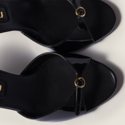 Miu Miu Patent Leather Mules With Buckle Black Miu Miu Patent Leather Mules With Buckle Black