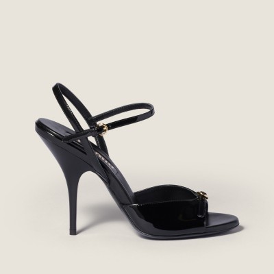 Miu Miu Patent Leather Sandals With Buckles Black Miu Miu Patent Leather Sandals With Buckles Black