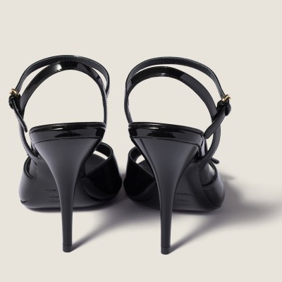 Miu Miu Patent Leather Sandals With Buckles Black Miu Miu Patent Leather Sandals With Buckles Black