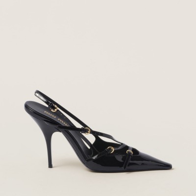 Miu Miu Patent Leather Slingbacks With Buckles Black Miu Miu Patent Leather Slingbacks With Buckles Black