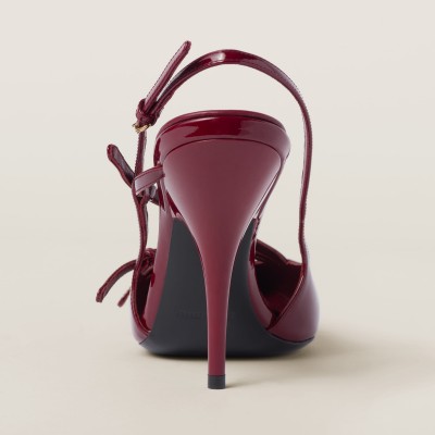 Miu Miu Patent Leather Slingbacks With Buckles Crimson Miu Miu Patent Leather Slingbacks With Buckles Crimson