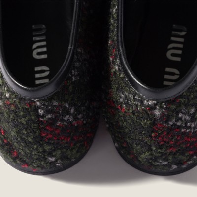 Miu Miu Plaid Tweed Ballerinas Loden Green Miu Miu Plaid Tweed Ballerinas Loden Green