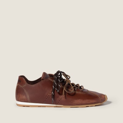 Miu Miu Plume Leather Sneakers Coffee Miu Miu Plume Leather Sneakers Coffee