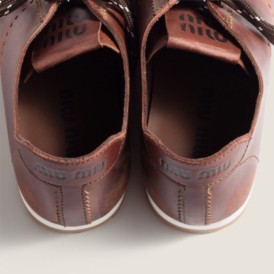 Miu Miu Plume Leather Sneakers Coffee Miu Miu Plume Leather Sneakers Coffee