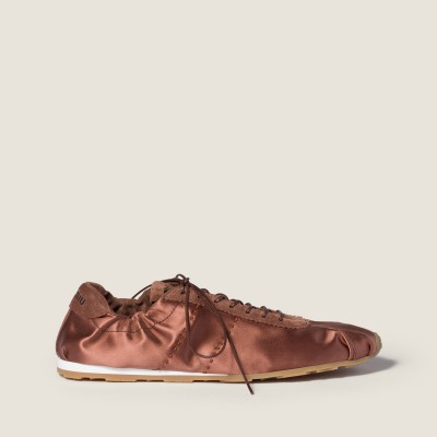 Miu Miu Plume Satin Sneakers Cocoa Brown Miu Miu Plume Satin Sneakers Cocoa Brown
