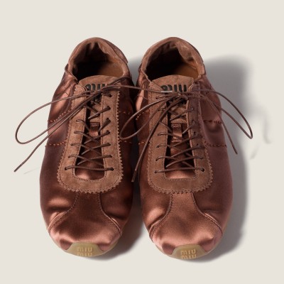 Miu Miu Plume Satin Sneakers Cocoa Brown Miu Miu Plume Satin Sneakers Cocoa Brown