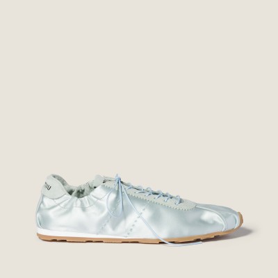 Miu Miu Plume Satin Sneakers Powder Blue Miu Miu Plume Satin Sneakers Powder Blue