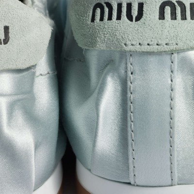 Miu Miu Plume Satin Sneakers Powder Blue Miu Miu Plume Satin Sneakers Powder Blue