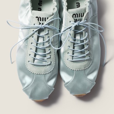 Miu Miu Plume Satin Sneakers Powder Blue Miu Miu Plume Satin Sneakers Powder Blue