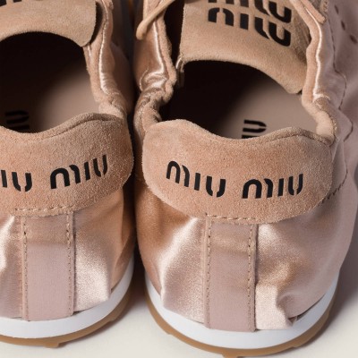 Miu Miu Plume Satin Sneakers Powder Pink Miu Miu Plume Satin Sneakers Powder Pink