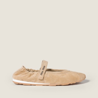 Miu Miu Plume Suede Ballerinas Desert Beige Miu Miu Plume Suede Ballerinas Desert Beige