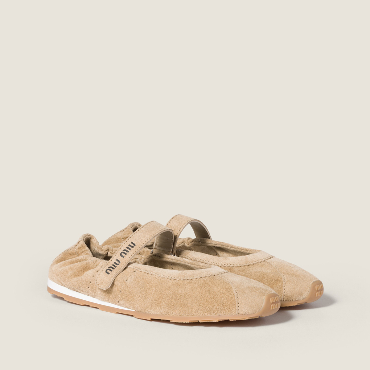 Miu Miu Plume Suede Ballerinas Desert Beige Miu Miu Plume Suede Ballerinas Desert Beige