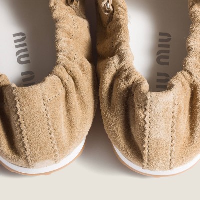 Miu Miu Plume Suede Ballerinas Desert Beige Miu Miu Plume Suede Ballerinas Desert Beige