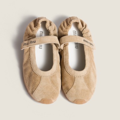 Miu Miu Plume Suede Ballerinas Desert Beige Miu Miu Plume Suede Ballerinas Desert Beige