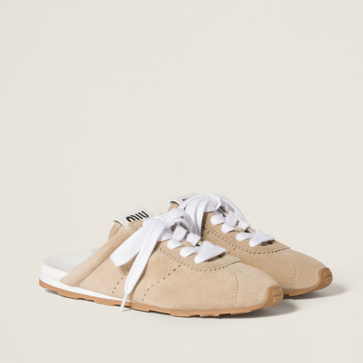 Miu Miu Plume Suede Mules Desert Beige Miu Miu Plume Suede Mules Desert Beige