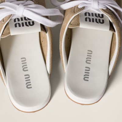 Miu Miu Plume Suede Mules Desert Beige Miu Miu Plume Suede Mules Desert Beige