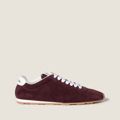Miu Miu Plume Suede Sneakers Burgundy