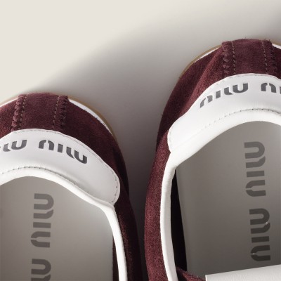 Miu Miu Plume Suede Sneakers Burgundy