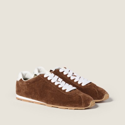 Miu Miu Plume Suede Sneakers Cocoa Brown Miu Miu Plume Suede Sneakers Cocoa Brown