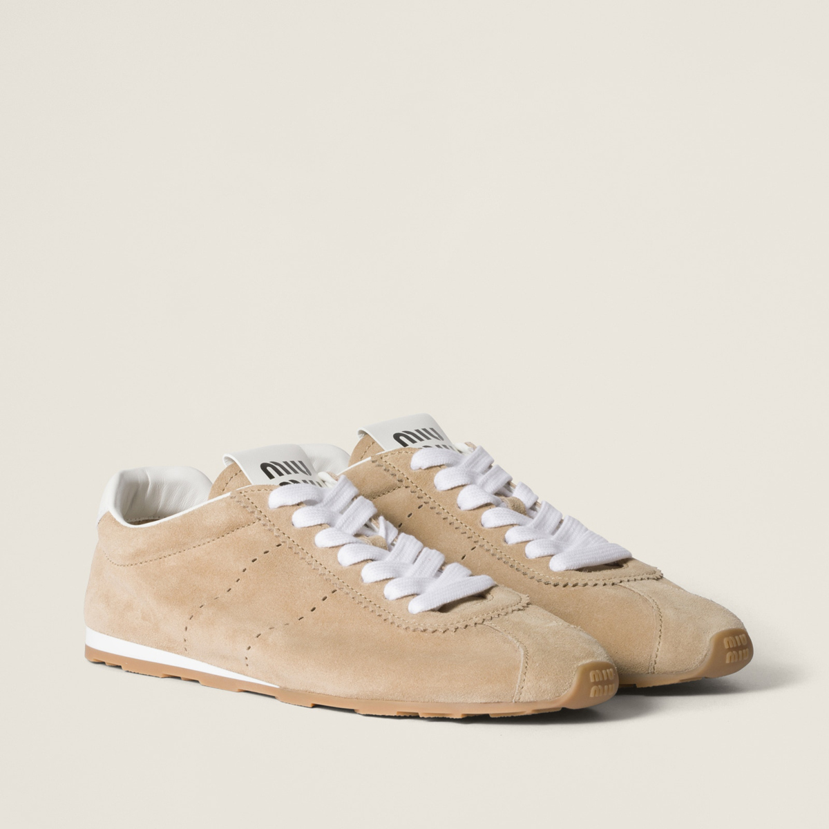 Miu Miu Plume Suede Sneakers Desert Beige Miu Miu Plume Suede Sneakers Desert Beige