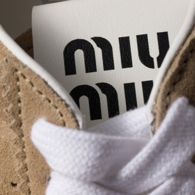 Miu Miu Plume Suede Sneakers Desert Beige Miu Miu Plume Suede Sneakers Desert Beige