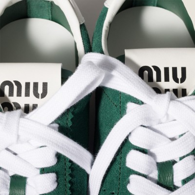 Miu Miu Plume Suede Sneakers Oleander Green Miu Miu Plume Suede Sneakers Oleander Green