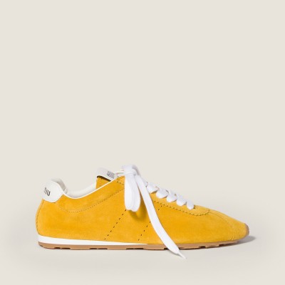 Miu Miu Plume Suede Sneakers Sunny Yellow