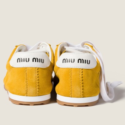 Miu Miu Plume Suede Sneakers Sunny Yellow