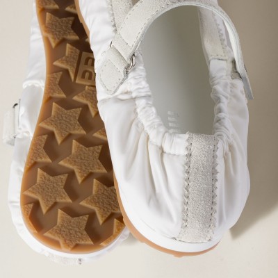 Miu Miu Plume Technical Fabric And Suede Ballerinas White Miu Miu Plume Technical Fabric And Suede Ballerinas White