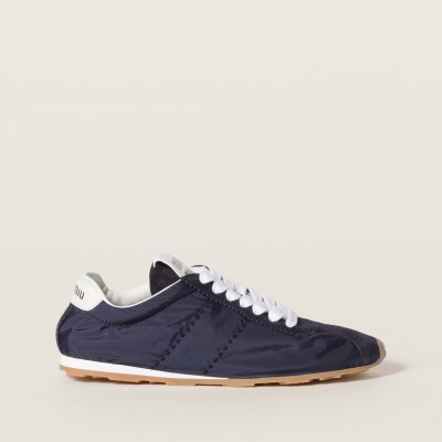 Miu Miu Plume Technical Fabric And Suede Sneakers Navy