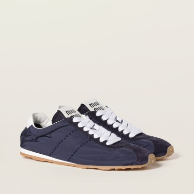 Miu Miu Plume Technical Fabric And Suede Sneakers Navy Miu Miu Plume Technical Fabric And Suede Sneakers Navy