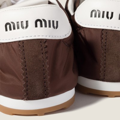 Miu Miu Plume Technical Fabric And Suede Sneakers Sienna Miu Miu Plume Technical Fabric And Suede Sneakers Sienna