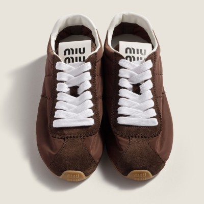 Miu Miu Plume Technical Fabric And Suede Sneakers Sienna Miu Miu Plume Technical Fabric And Suede Sneakers Sienna