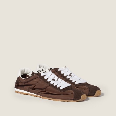 Miu Miu Plume Technical Fabric And Suede Sneakers Sienna Miu Miu Plume Technical Fabric And Suede Sneakers Sienna