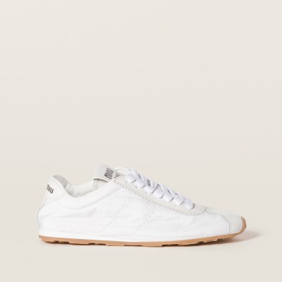 Miu Miu Plume Technical Fabric And Suede Sneakers White Miu Miu Plume Technical Fabric And Suede Sneakers White