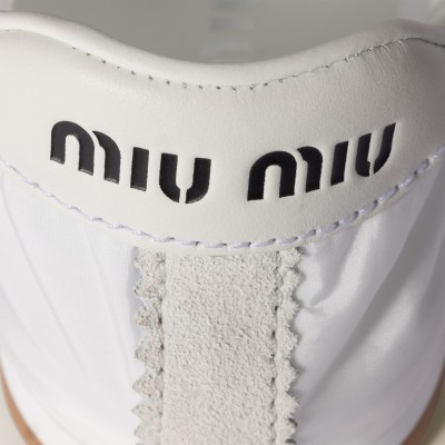 Miu Miu Plume Technical Fabric And Suede Sneakers White Miu Miu Plume Technical Fabric And Suede Sneakers White