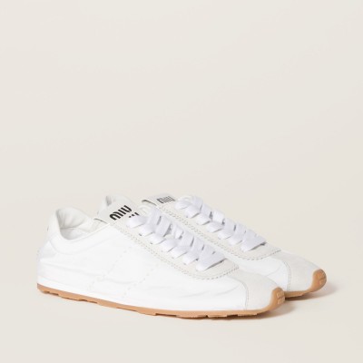 Miu Miu Plume Technical Fabric And Suede Sneakers White Miu Miu Plume Technical Fabric And Suede Sneakers White