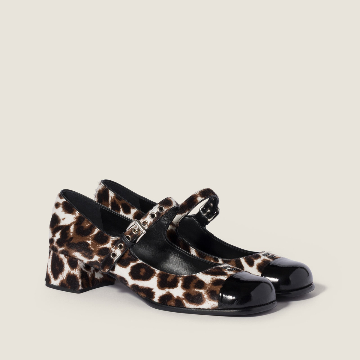 Miu Miu Printed Leather And Naplak Pumps Chalk White Black Miu Miu Printed Leather And Naplak Pumps Chalk White Black