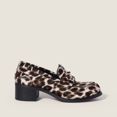 Miu Miu Printed Leather Loafers Chalk White Miu Miu Printed Leather Loafers Chalk White