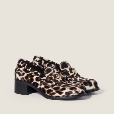 Miu Miu Printed Leather Loafers Chalk White Miu Miu Printed Leather Loafers Chalk White