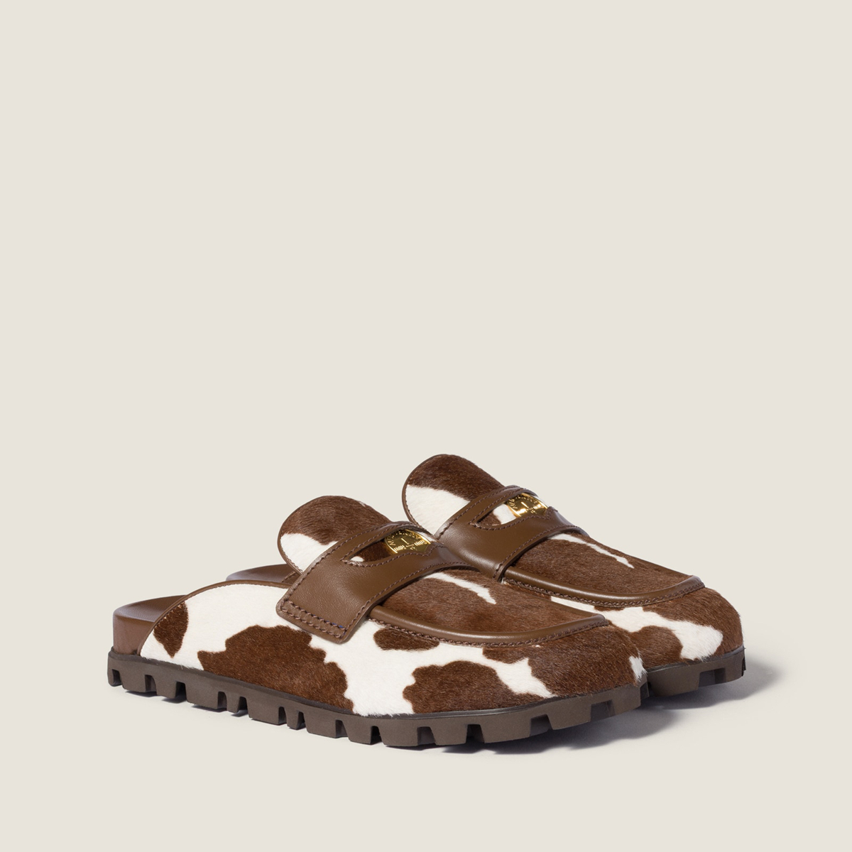 Miu Miu Printed Leather Mule White Burnt Sienna Miu Miu Printed Leather Mule White Burnt Sienna