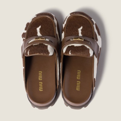 Miu Miu Printed Leather Mule White Burnt Sienna Miu Miu Printed Leather Mule White Burnt Sienna