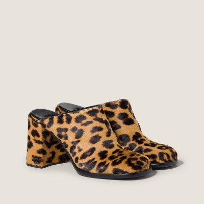 Miu Miu Printed Leather Mules Honey